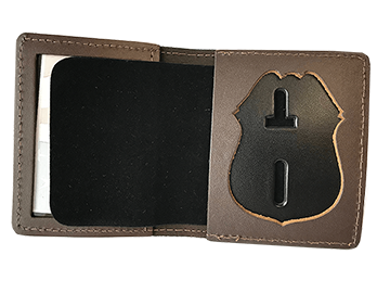 ID Case with badge cutout shown in brown