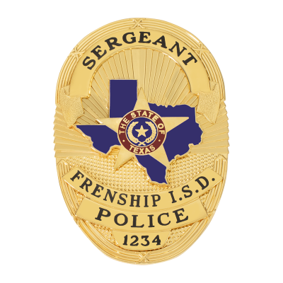 Texas Oval Badge features Texas shape and 5-point star.
