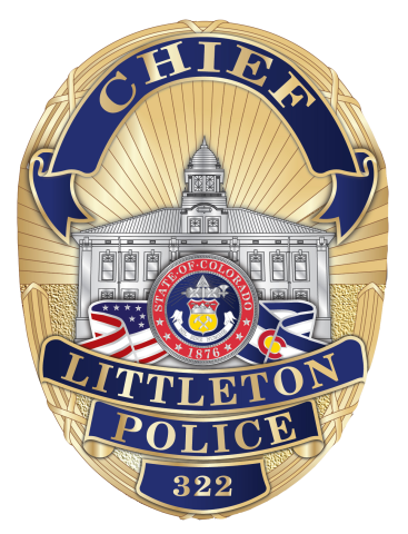 Littleton PD Custom Badge in Gold with Silver Building