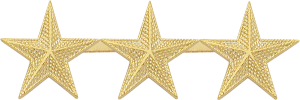 Three Star Collar Brass, 0.97", Gold Finish, Model C517F_3G