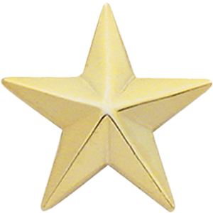 Single Star Collar Brass 0.97", Gold Finish