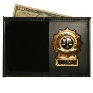 Bi-fold Leather Badge Wallet with Single ID