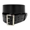 Sam Browne leather duty belt in plain finish with chrome buckle.